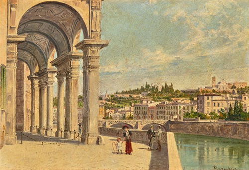 View of Florence; The Ponte Alle Grazzie Over The Arno From The Uffizi