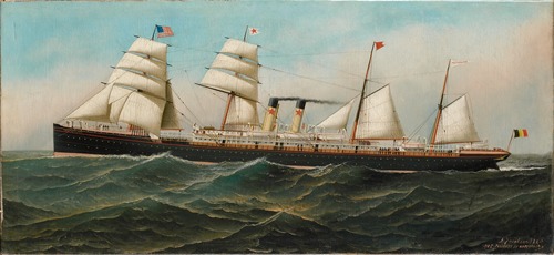 Stoomschip met hulpzeilvermogen ‘Westernland’ van de Red Star Line