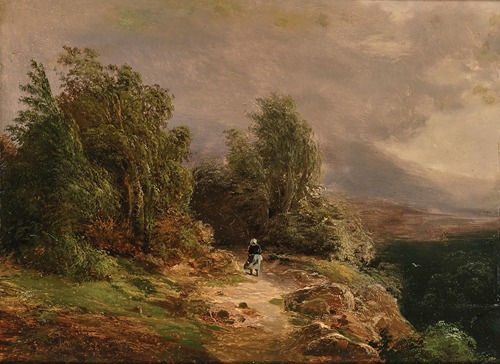 Returning Home Before the Storm in a Mountain Landscape