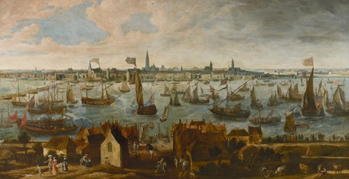 Zicht op de rede van Antwerpen vanop het Vlaams hoofd.