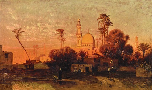 Scene at dusk in Cairo