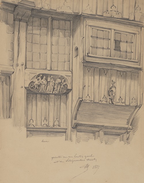 Gedeelte van een houten gevel uit de Schrijnwerkersstraat