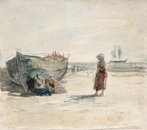 Three women on the shore