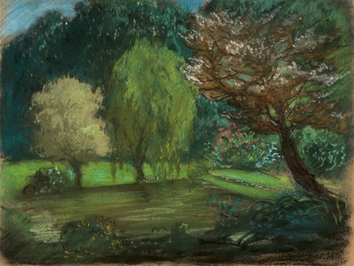 Trees near water in a park