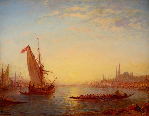 Sunset light effect on the Bosphorus, Constantinople