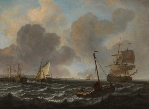 Havenhoofd met binnenvarend statenjacht