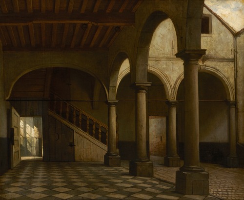 Binnenkoer van een herenhuis met zuilengalerij