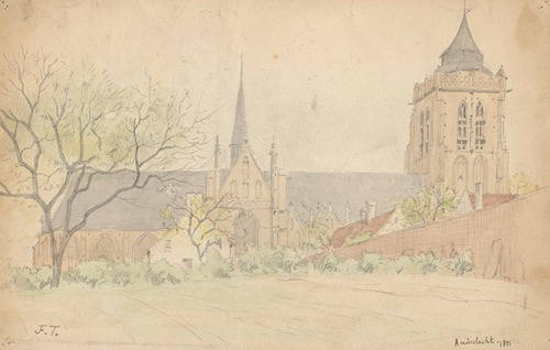 Collégiale de Saints-Pierre-et-Guidon à Anderlecht (avant transformation de la tour (en 1898)