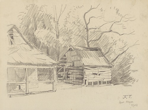 Croquis d’une remise ou d’une grange (localisation illisible)