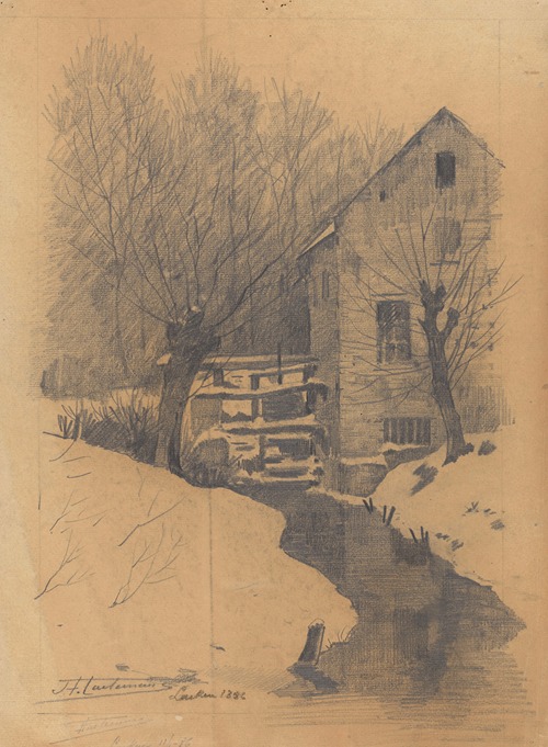 Laeken (moulin à eau sous la neige)