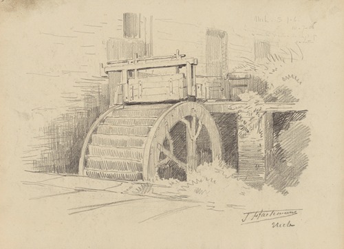 Moulin à aube à Uccle-Saint-Job (détail de la roue)