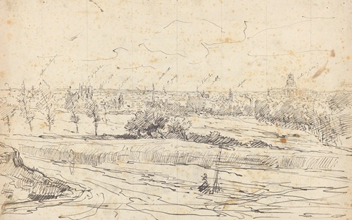 Panorama de Bruxelles (avec localisation des principaux édifices publics et religieux)