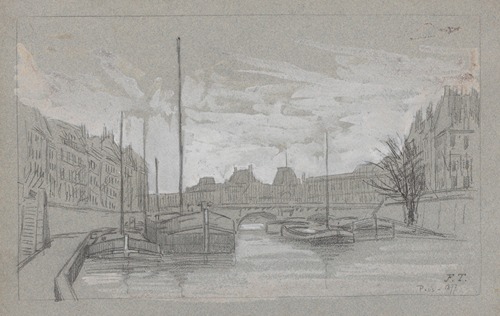 Paris (bateaux sur la Seine près d’un pont)
