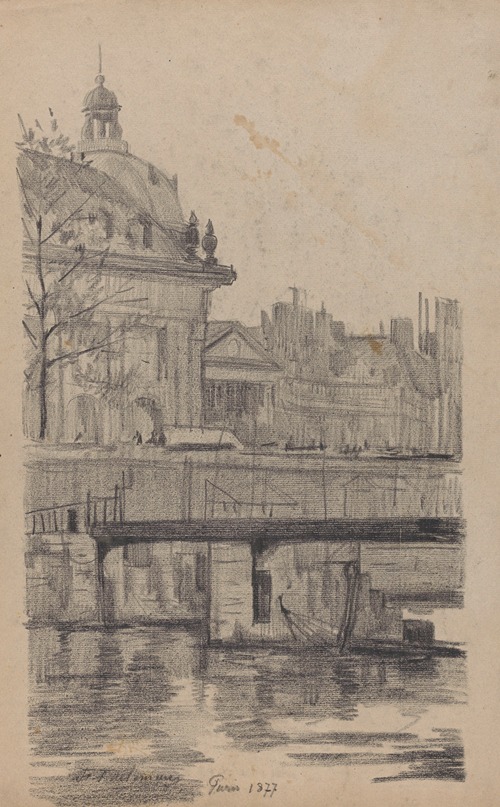 Paris (vue de la Seine et du Collège des Quatre Nations (actuellement siège de l’Institut de France)