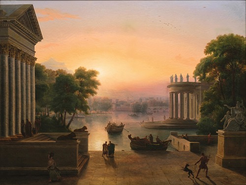 A Harbour Landscape with Temples