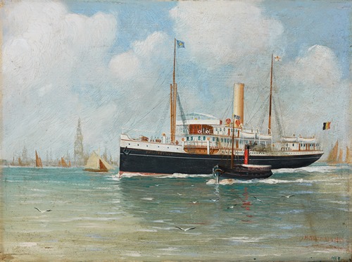 Het stoomschip ‘Philippeville’ voor de rede van Antwerpen