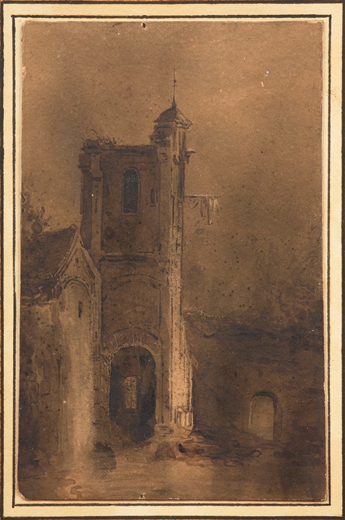 Light effect on a gothic tower
