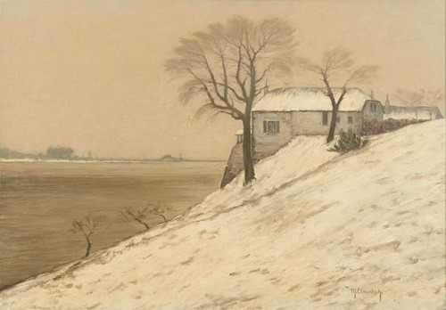 Der Rhein bei Düsseldorf mit Blick auf die Schnellenburg