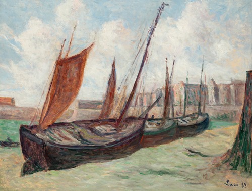 Le Tréport, barques de pêche échouées sur la plage
