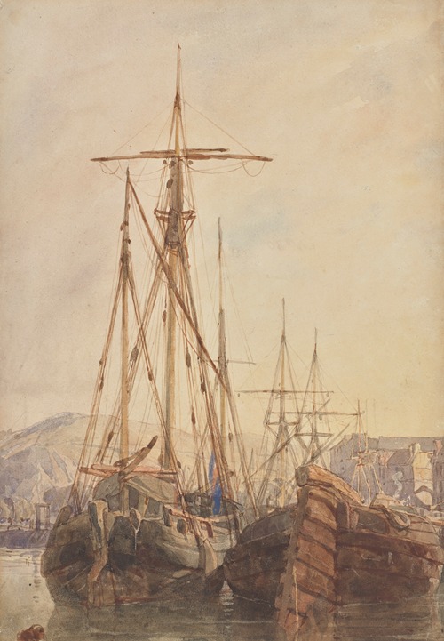 Fishing Boats at Anchor, Boulogne, France