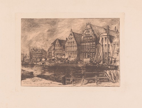Gezicht op de kade in Gent