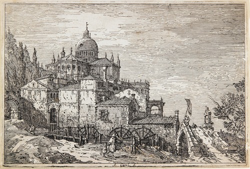 Landscape with a Church, Houses and a Mill