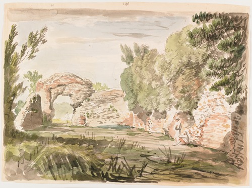 Landscape with Trees, Ruin and Three Figures