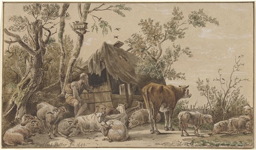 Herder bij stal