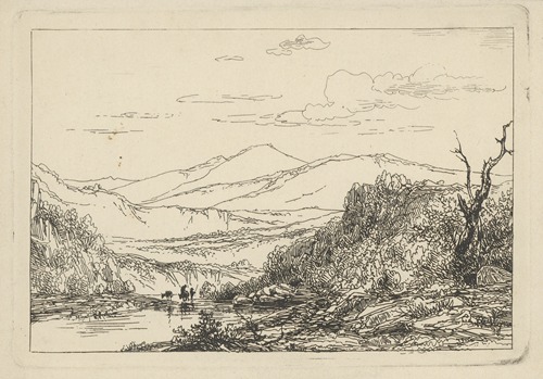 Berglandschap met doorwaadbare plaats