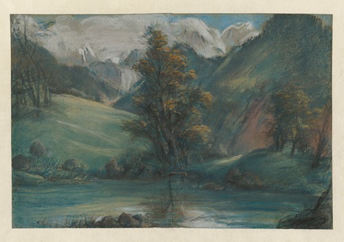 Vue du lac de Challes et du Mont Blanc (View of the Lake of Challes and Mont Blanc)