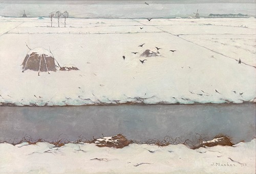 Sneeuwlandschap met sloot