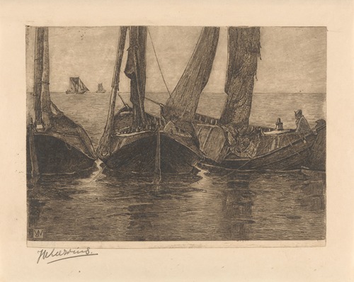 Vissersboten op kalme zee