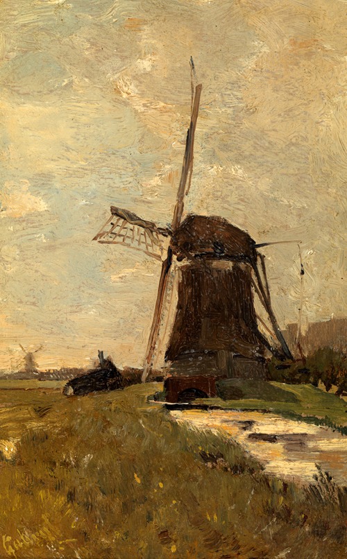 Polderlandschap met molens
