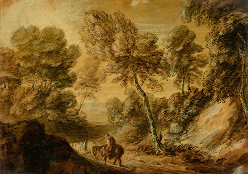 Wooded Landscape with Horseman and Pack Horse