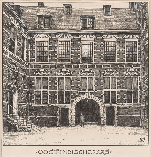 Binnenplaats van het Oost-Indische Huis aan de Oude Hoogstraat te Amsterdam