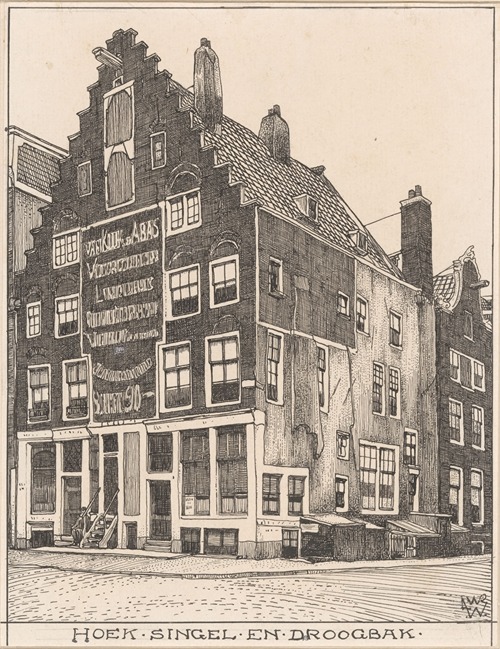 Het Spaanse Huis op hoek Singel en Droogbak te Amsterdam