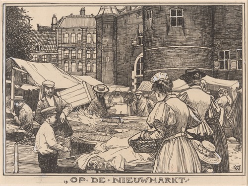 Op de Nieuwmarkt te Amsterdam