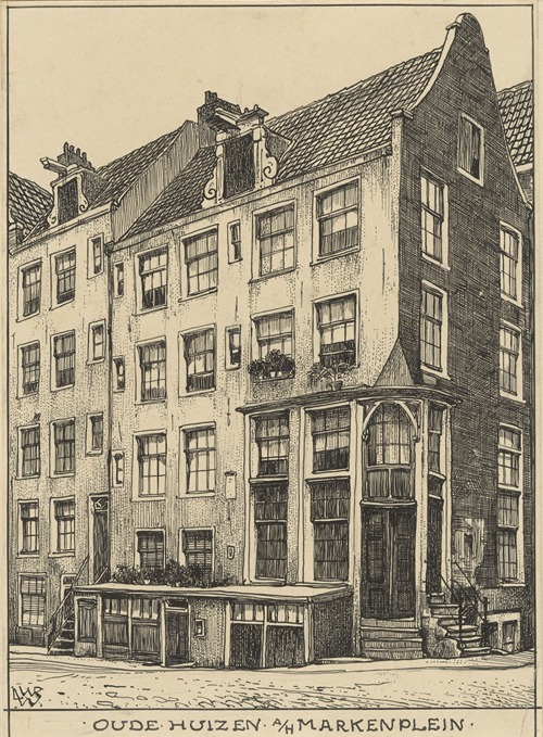 Oude huizen aan het Markenplein te Amsterdam