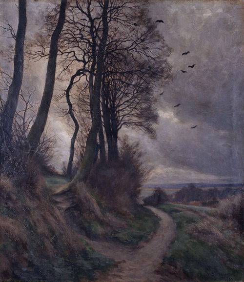 Evening Landscape with Crows