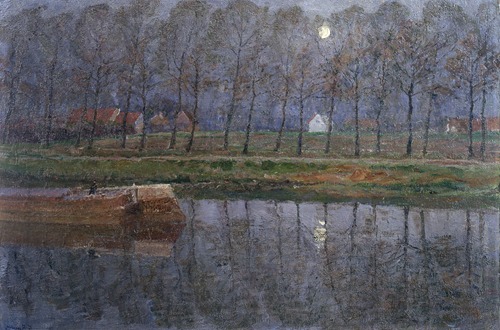 The Ghent-Terneuzen Canal by Moonlight in Spring