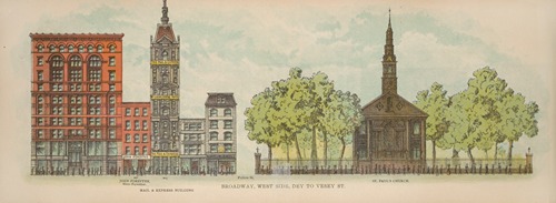 Broadway, West Side. Dey to Vesey St.