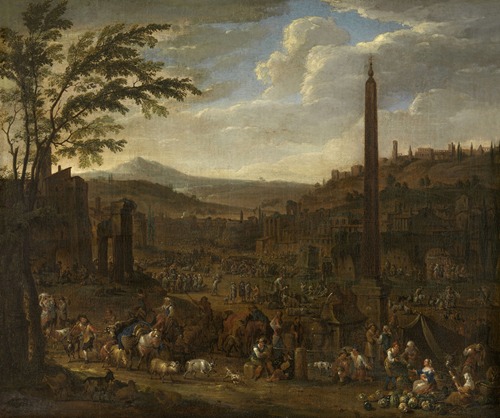 Italianate Landscape with Market Scene