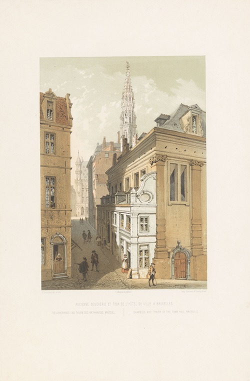 Shambles and tower of the town hall, Brussels