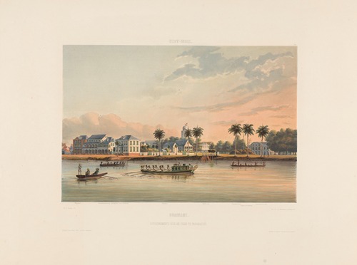 Suriname. Gouvernements-huis en plein te Paramaribo