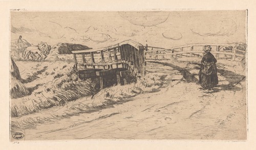 Landweg met brug