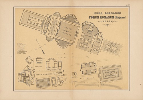 Plan des Forum Romanum, der Fora der Kaiser, der Velia.