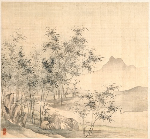 A Solitary Crane in the Bamboo Grove