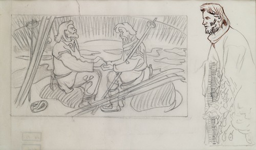 The Great Kalevala; Rune singers. A sketch of the others hands and face.