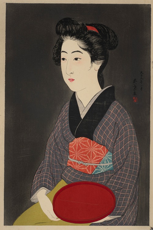 Waitress with a Red Tray (Portrait of Onao, a Maid at the Matsuyoshi Inn, Kyoto)