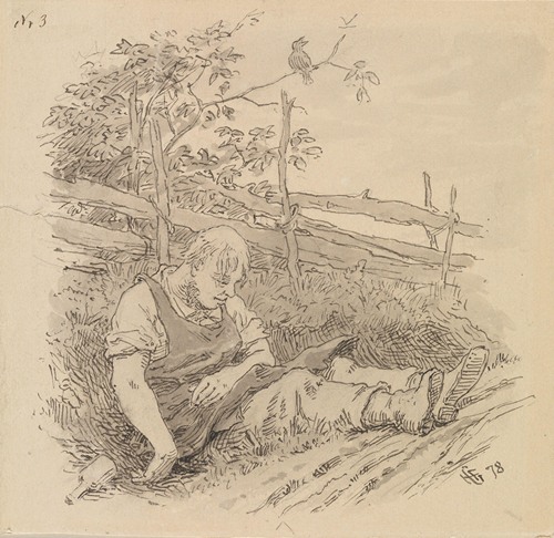 Illustrasjon til ‘En Aftenstund i et Proprietærkjøkken’ i P. Chr. Asbjørnsen, Norske folke- og Huldre-Eventyr i Udvalg, Kjøbenhavn 1879